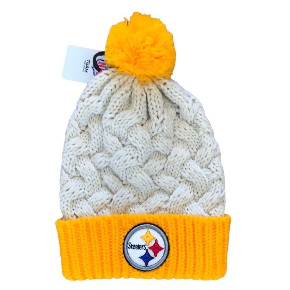 NFL Steelers Yellow and White Knit Beanie